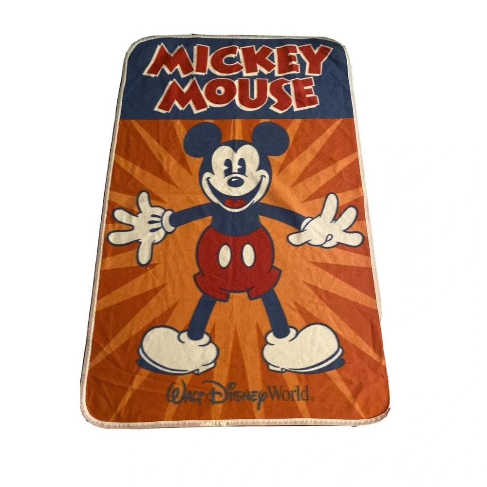 Disney Parks Fleece Blanket Orange Mickey Mouse Walt Disney World Sunburst Throw